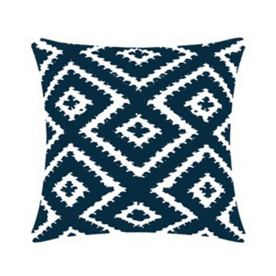Coussin extérieur géométrique Bleu profond 17" x 17"