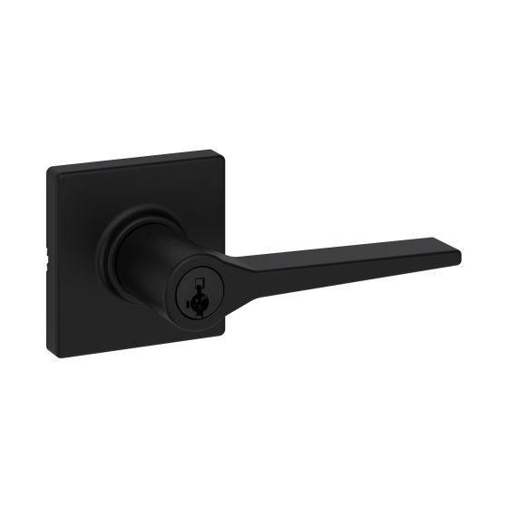 Rosette carrée Hollis Serrure à clé Bec-de-cane, entrée, noir mat