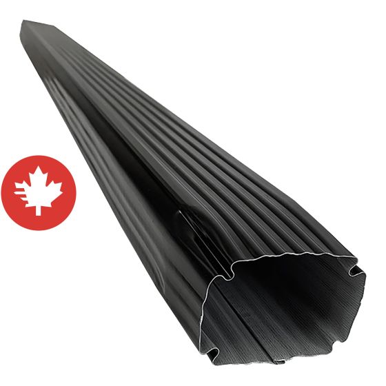 Primeau Hi-Bak Rectangular Downpipe - Black - Galvanized Steel - 5'