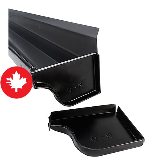 Gutter End Cap - Galvanized Steel - Right - Black