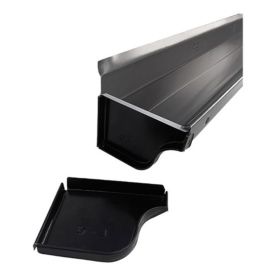 Bout de gouttière, acier galvanisé, gauche, noir