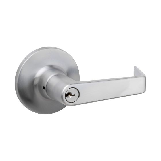 Levier de porte à clé, pêne ajustable, chrome brossé