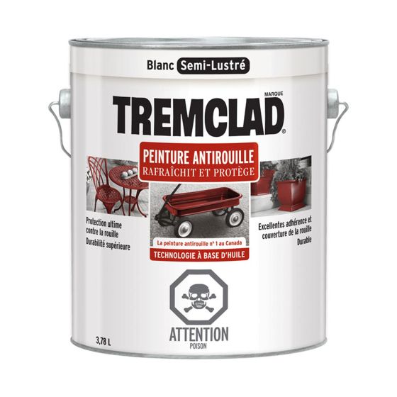 Peinture antirouille à base d’huile, semi-lustré, blanc, 3,78 l