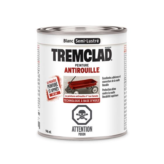 Peinture antirouille à base d’huile, semi-lustré, blanc, 946 ml