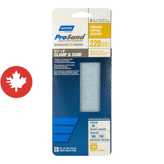 ProSand Clamp & Sand 1/3 Shets - 3-2/3" x 9" - Grit 220 - 6/Pkg