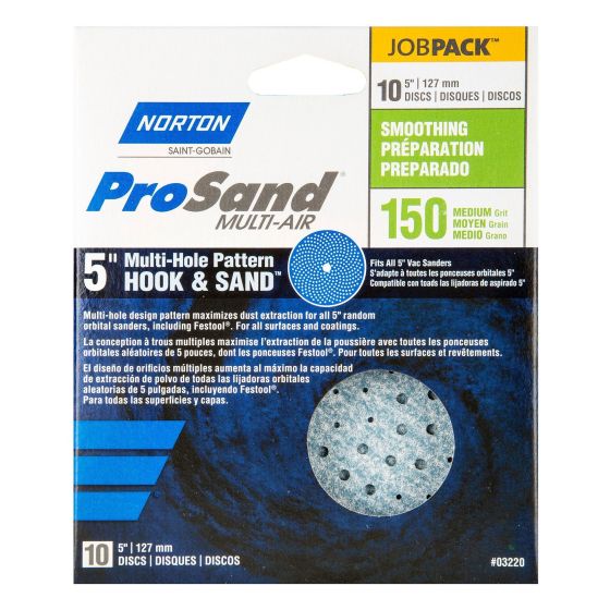 Disques abrasifs Norton ProSand "Multi-Air Cyclonic, 5'", Grain 150, 10/pqt