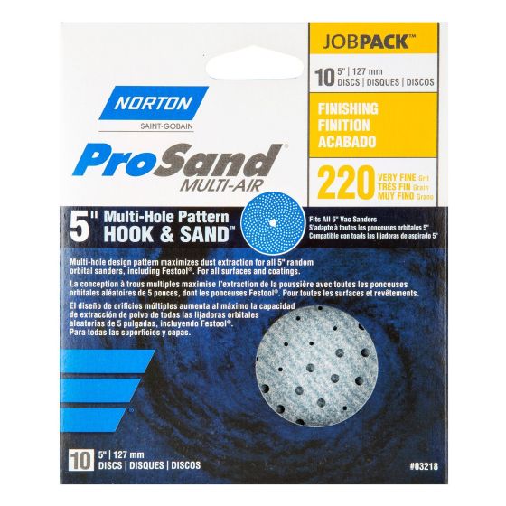 Disques abrasifs Norton ProSand "Multi-Air Cyclonic,  5'", Grain 220, 10/pqt