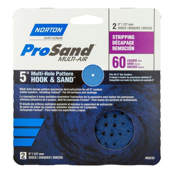 Disques abrasifs Norton ProSand "Multi-Air Cyclonic,  5'", Grain 60, 2/pqt