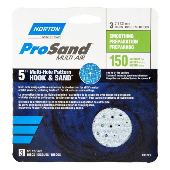 Disques abrasifs Norton ProSand "Multi-Air Cyclonic,  5'", Grain 150, 3/pqt