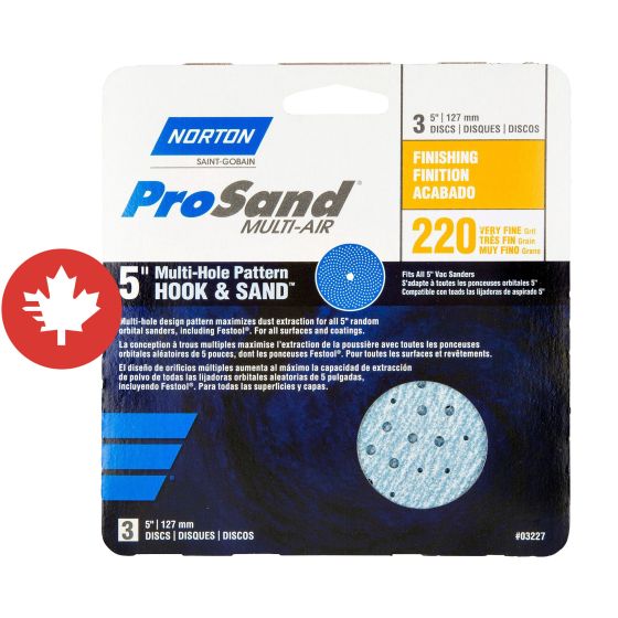 Disques abrasifs Norton ProSand "Multi-Air Cyclonic, 5'", Grain 220, 3/pqt