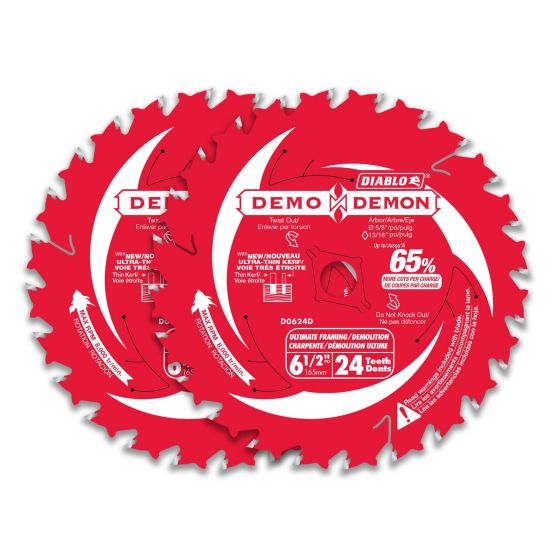 Lame de scie circulaire, charpente et démolition, 6 1/2", 24 dents