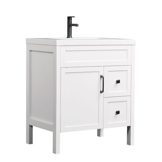 Vanity and Sink - Nord - 1 Door/2 Drawers - Matte White - 30 1/4" x 35 3/4"