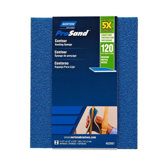 Éponge abrasive Contour ProSand, 4 1/2" x 5 1/2", grain 120, 2/pqt