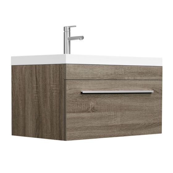 Union Rustic Meuble-lavabo mural classique en bois avec lavabo à poser en résine - Canada