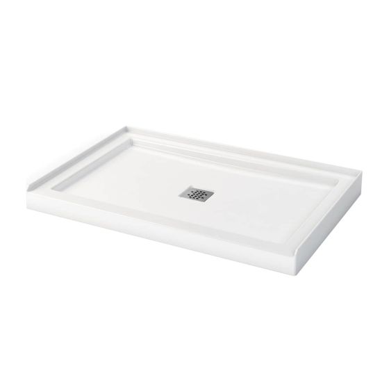 Base de douche configurable MAAX Zone, drain central, 48" x 32", blanc