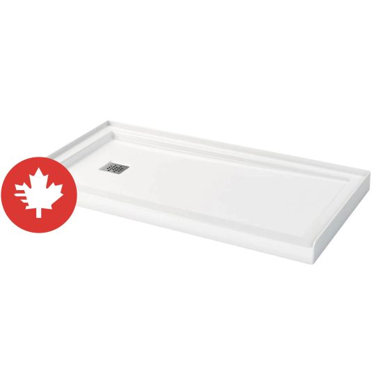 Base de douche configurable MAAX Zone, drain à gauche, 60" x 32", blanc