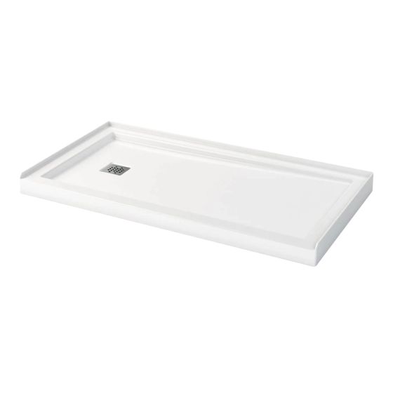 Base de douche configurable MAAX Zone, drain à gauche, 60" x 32", blanc