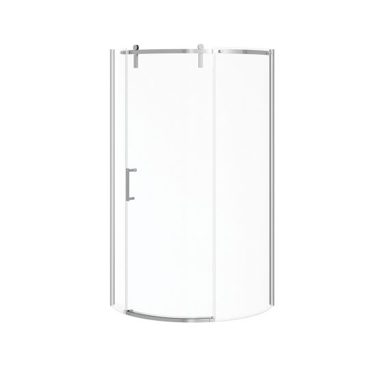 Ensemble porte et base de douche, Outback Round, gauche, 36" x 36" x 75 5/8", verre clair, chrome