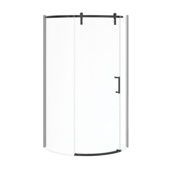 Ensemble porte et base de douche, Outback Round, droite, 36" x 36" x 75 5/8", verre clair, noir mat