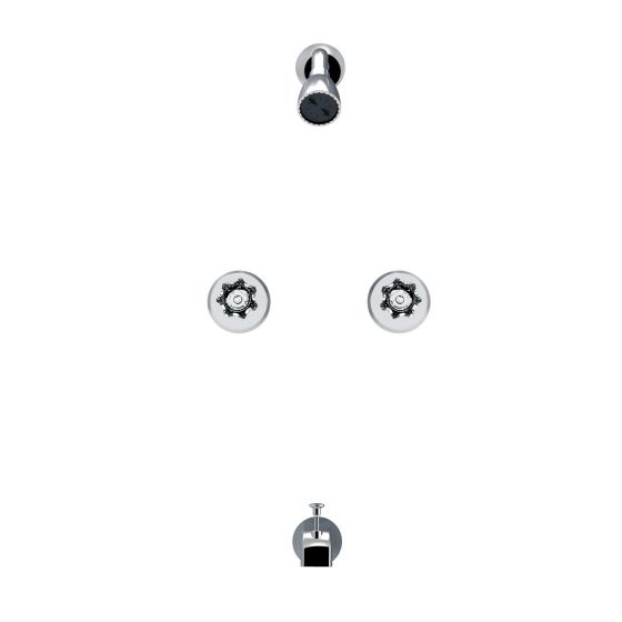 Nomis Tub/Shower Faucet - 2 Handles - Chrome - 7 Pieces