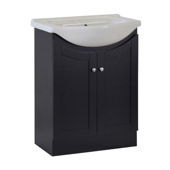 Meuble-lavabo, Priam, 2 portes, noir, 24"