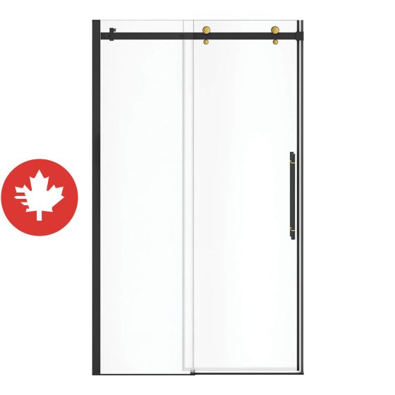 Porte de douche coulissante, Vela, 44 1/2" - 47" x 78 3/4", verre clair, noir mat/or brossé