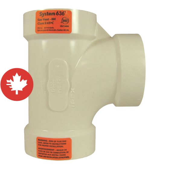 System 636 PVC FGV Tee - Hub - 2" - White