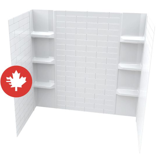 Ensemble de mur de bain, motif métro, 60" x 32" x 58", 5 morceaux