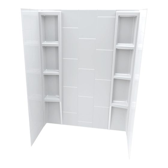 Ensemble de mur de bain, motif de grandes tuiles verticales, 60" x 36" x 80", 5 morceaux