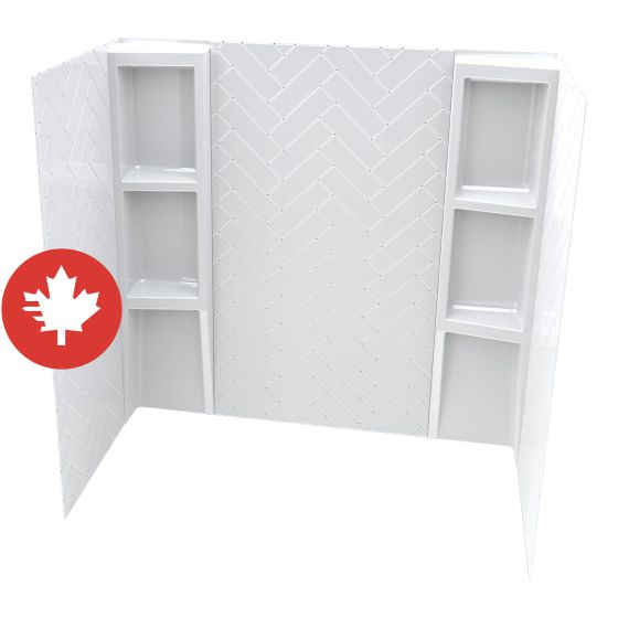 Ensemble de mur de bain, motif chevron, 60" x 32" x 58", 5 morceaux