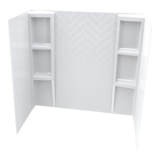 Ensemble de mur de bain, motif chevron, 60" x 32" x 58", 5 morceaux