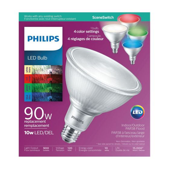 Ampoule DEL, PAR38, 10 W, 4 réglages de couleur