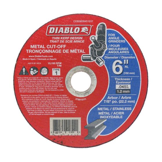 Meule à tronçonner pour métal, 6" x 0,045" x 7/8"