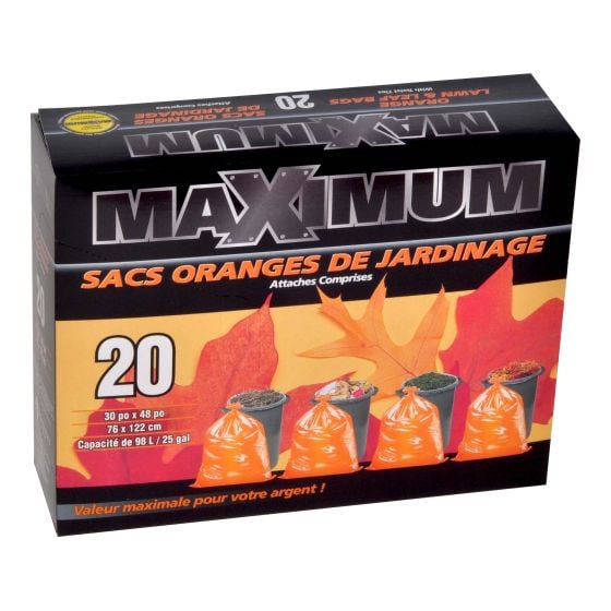 Sac de jardinage, extra- large, orange, 20/pqt