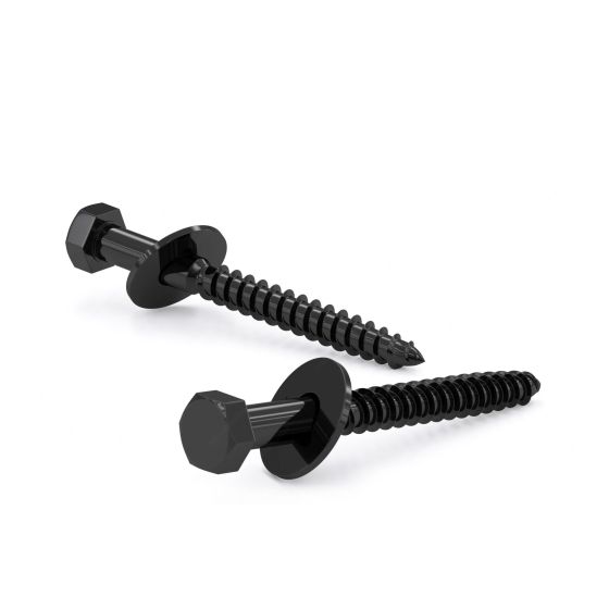 Hex Head Bolt w/Washer - Coarse Thread - Lag Point - Black Rustproof Finish - 5/16" x 1 1/2" - 6/Pkg