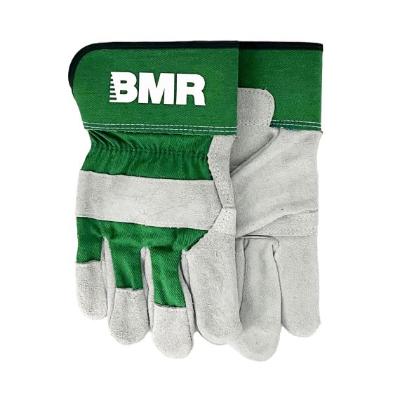 Cowhide Leather Gloves - All Seasons - Green/Grey - Large