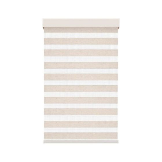 Toile alternée avec cantonière carrée, sans cordon, beige effet lin, 55" x 72"