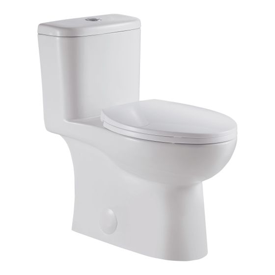 Toilette, cuvette allongée, Bali, monobloc à double chasse, blanc