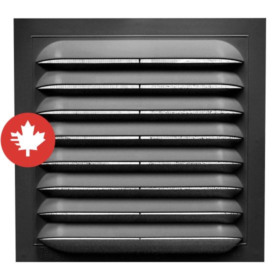 Évent de pignon, standard, noir, 15" x 15"