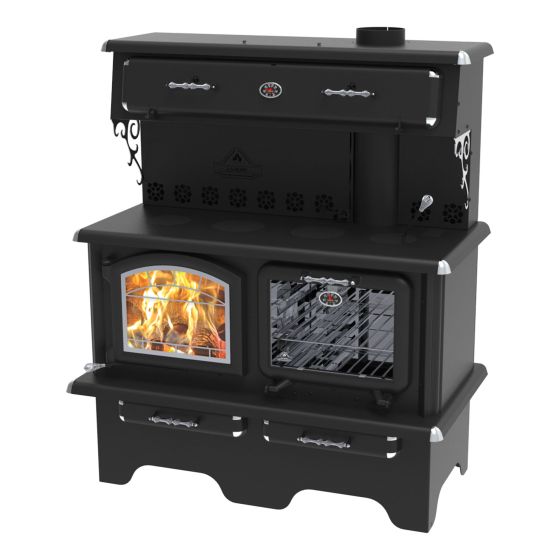 Cuisinière 3.0 Tor au bois sur base, noir métallique