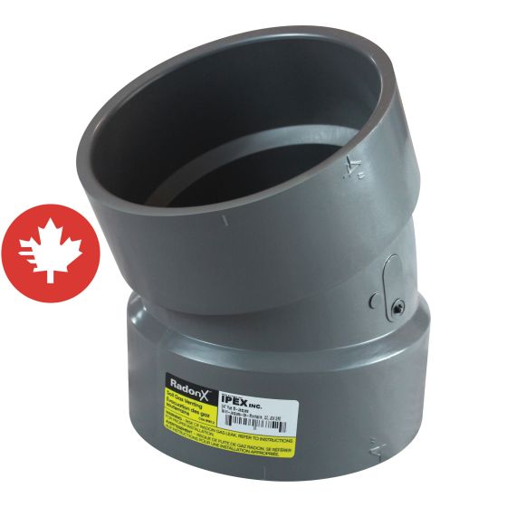 Coude, 22,5°, RadonX, XFX, PVC, SGV, 4"