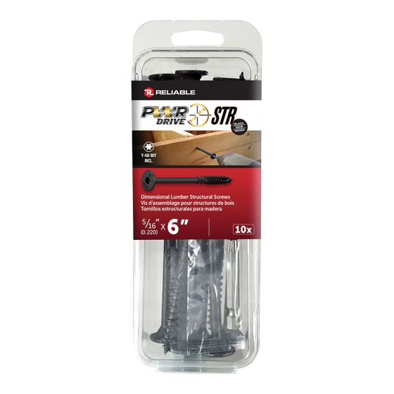 Vis structurale, PWR, T17, noir, 5/16" x 6", 10/pqt