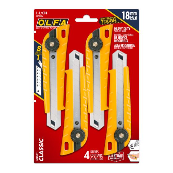 Ensemble de couteaux utilitaires, 18 mm, 4/pqt