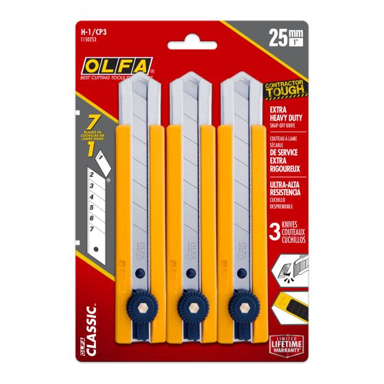 Ensemble de couteaux utilitaires, 25mm, 3/pqt