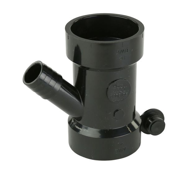 Raccord en Y pour lave-vaisselle, ABS-DWV, femelle, noir, 1 1/2" x 3/4"