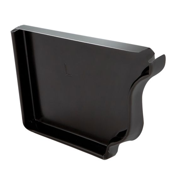 Embout gauche pour gouttière, aluminium, 5", noir