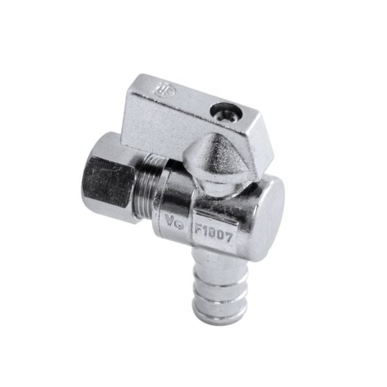 Valve, angle, EQ, 1/2 PEX x 3/8 COMP, 5/pqt