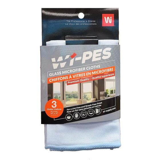 Glass Microfiber Cloths – Blue - 14" x 14" – 3/pkg