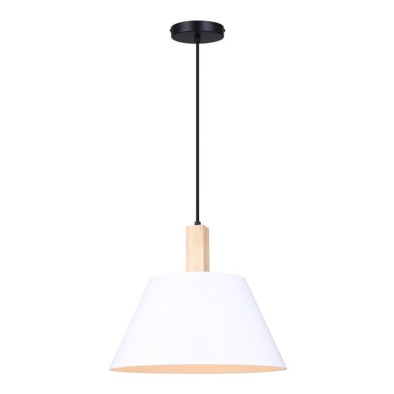 Luminaire suspendu Maderrio, 14,5", noir-blanc mat