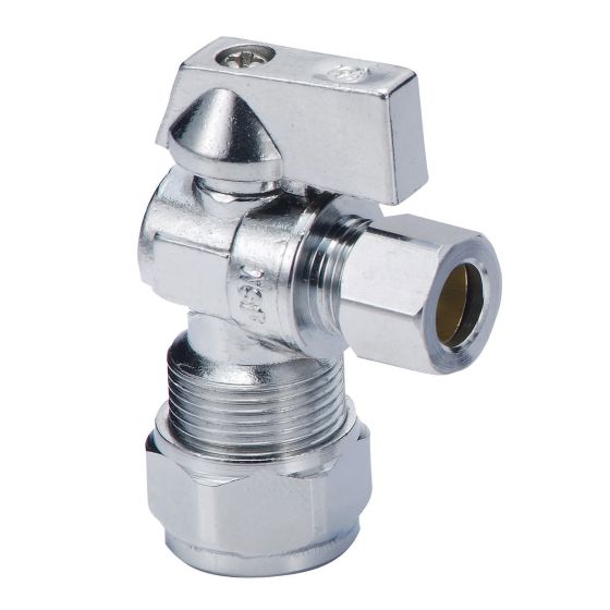 Valve d’arrivée d’eau, verticale, 5/8" COMP x 3/8" COMP, laiton